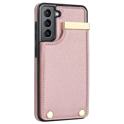 For Samsung Galaxy S21 FE 5G Cell Phone Case Drop-proof Card Holder Cover with Hardware Decor