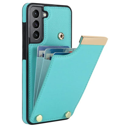 For Samsung Galaxy S21 FE 5G Cell Phone Case Drop-proof Card Holder Cover with Hardware Decor