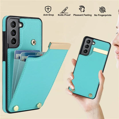 For Samsung Galaxy S21 FE 5G Cell Phone Case Drop-proof Card Holder Cover with Hardware Decor