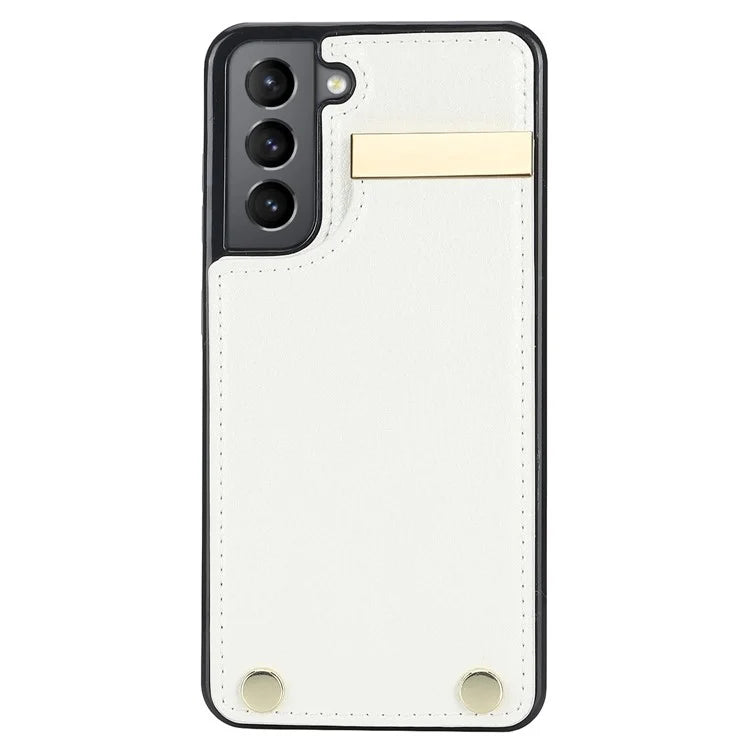 For Samsung Galaxy S21 FE 5G Cell Phone Case Drop-proof Card Holder Cover with Hardware Decor