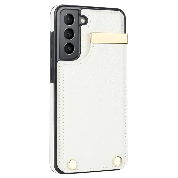 For Samsung Galaxy S21 FE 5G Cell Phone Case Drop-proof Card Holder Cover with Hardware Decor