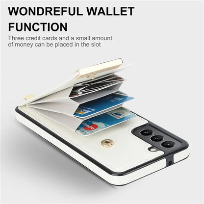 For Samsung Galaxy S21 FE 5G Cell Phone Case Drop-proof Card Holder Cover with Hardware Decor