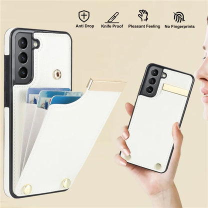 For Samsung Galaxy S21 FE 5G Cell Phone Case Drop-proof Card Holder Cover with Hardware Decor