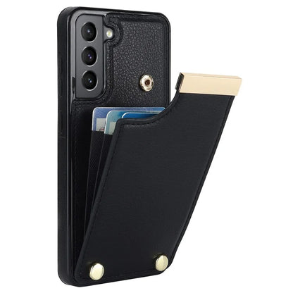 For Samsung Galaxy S21 FE 5G Cell Phone Case Drop-proof Card Holder Cover with Hardware Decor