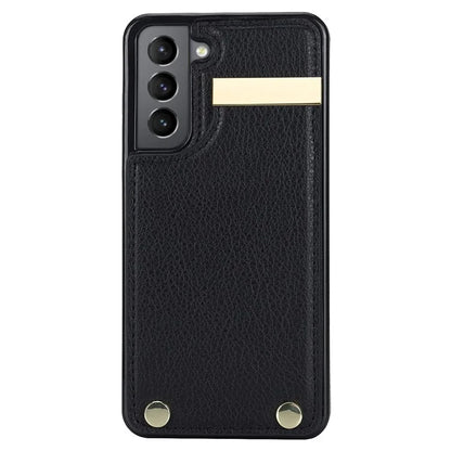 For Samsung Galaxy S21 FE 5G Cell Phone Case Drop-proof Card Holder Cover with Hardware Decor