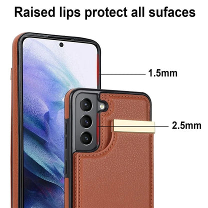 For Samsung Galaxy S21 FE 5G Cell Phone Case Drop-proof Card Holder Cover with Hardware Decor