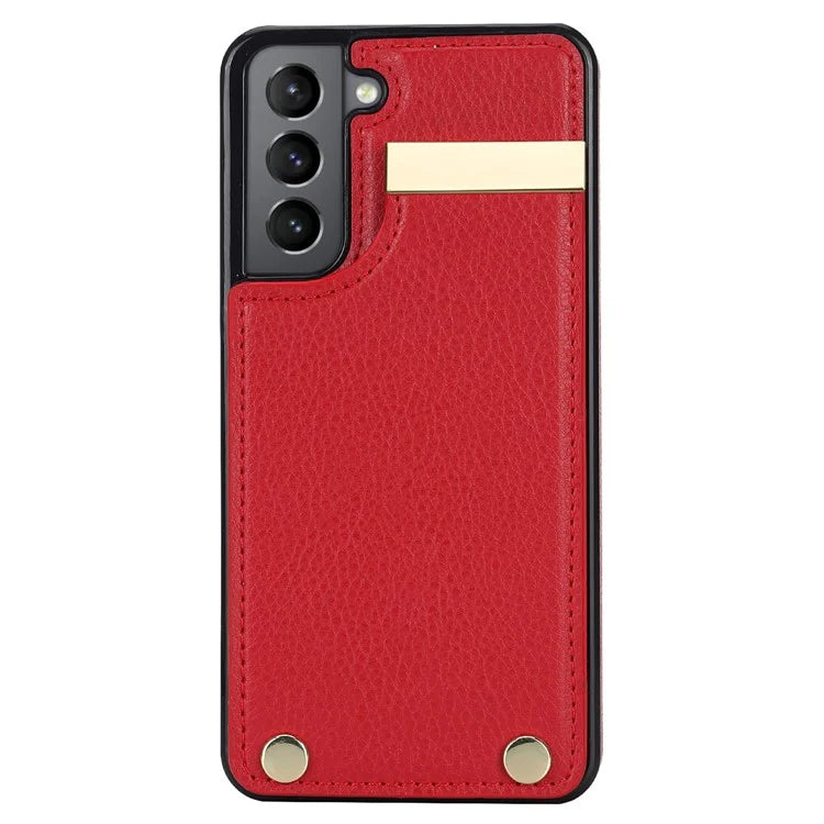 For Samsung Galaxy S21 FE 5G Cell Phone Case Drop-proof Card Holder Cover with Hardware Decor