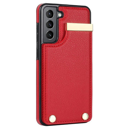 For Samsung Galaxy S21 FE 5G Cell Phone Case Drop-proof Card Holder Cover with Hardware Decor