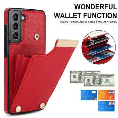 For Samsung Galaxy S21 FE 5G Cell Phone Case Drop-proof Card Holder Cover with Hardware Decor