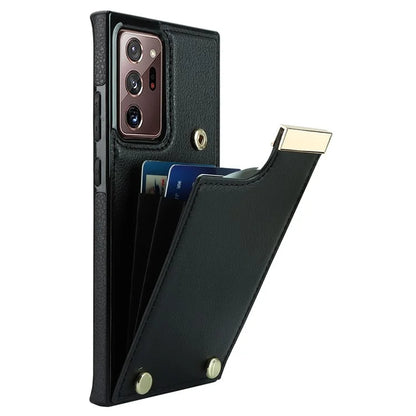 For Samsung Galaxy Note20 Ultra 5G / Note20 Ultra Case Metal Decor Phone Cover with Card Bag