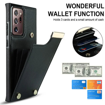 For Samsung Galaxy Note20 Ultra 5G / Note20 Ultra Case Metal Decor Phone Cover with Card Bag