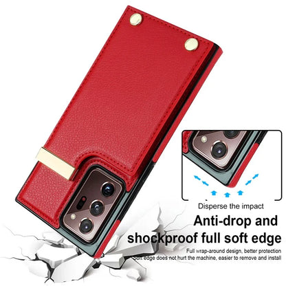 For Samsung Galaxy Note20 Ultra 5G / Note20 Ultra Case Metal Decor Phone Cover with Card Bag