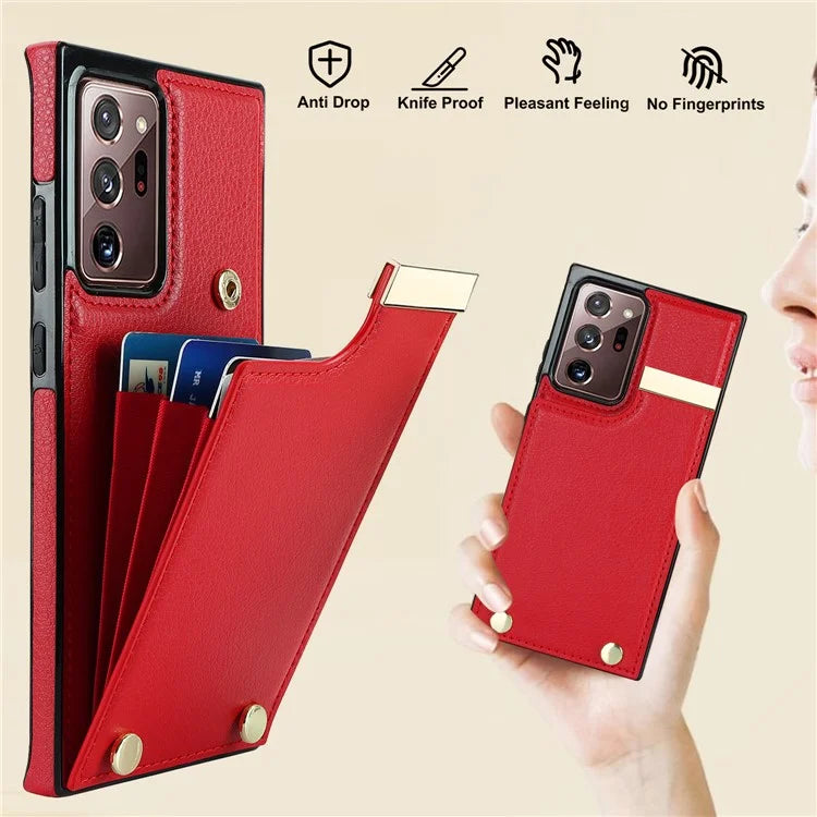 For Samsung Galaxy Note20 Ultra 5G / Note20 Ultra Case Metal Decor Phone Cover with Card Bag