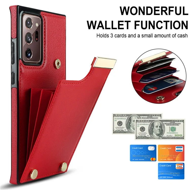 For Samsung Galaxy Note20 Ultra 5G / Note20 Ultra Case Metal Decor Phone Cover with Card Bag