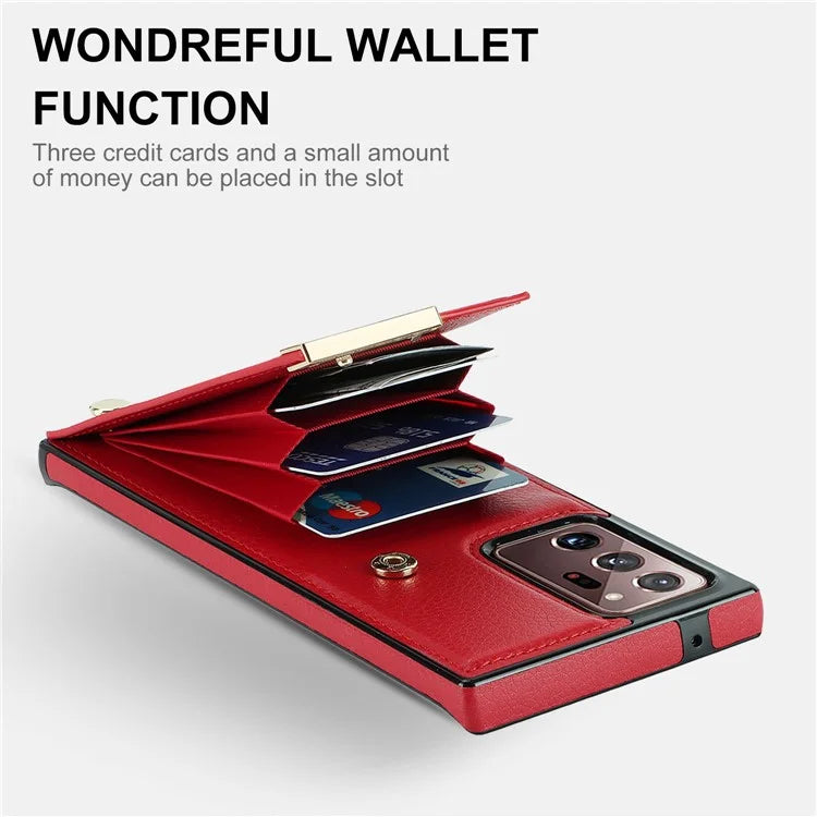 For Samsung Galaxy Note20 Ultra 5G / Note20 Ultra Case Metal Decor Phone Cover with Card Bag