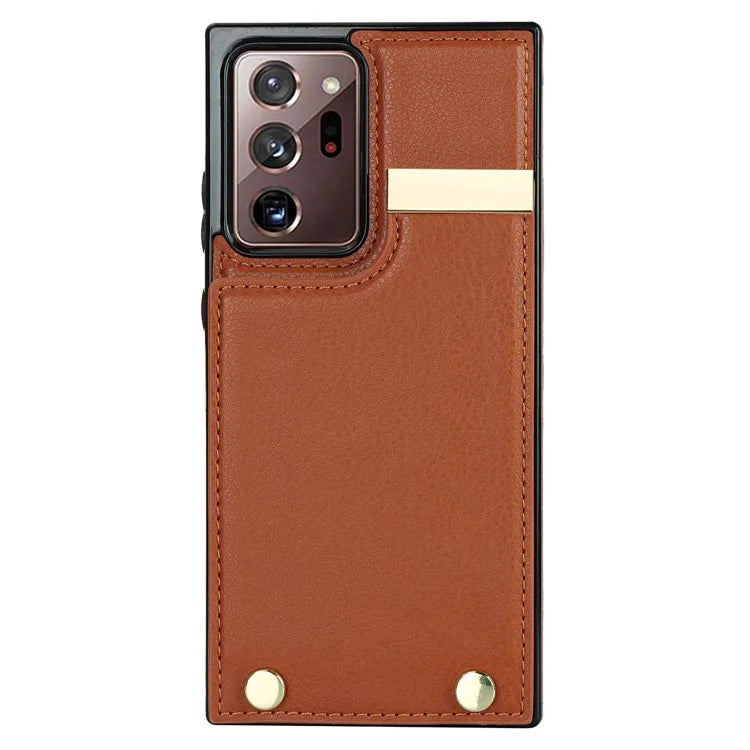 For Samsung Galaxy Note20 Ultra 5G / Note20 Ultra Case Metal Decor Phone Cover with Card Bag