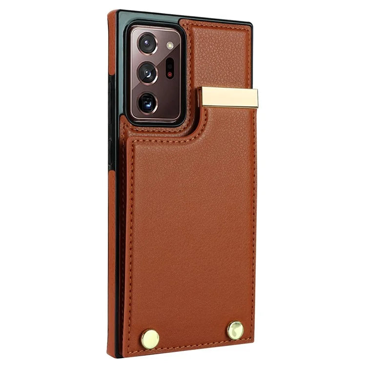 For Samsung Galaxy Note20 Ultra 5G / Note20 Ultra Case Metal Decor Phone Cover with Card Bag