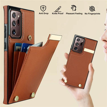 For Samsung Galaxy Note20 Ultra 5G / Note20 Ultra Case Metal Decor Phone Cover with Card Bag