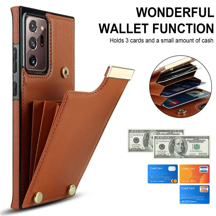 For Samsung Galaxy Note20 Ultra 5G / Note20 Ultra Case Metal Decor Phone Cover with Card Bag