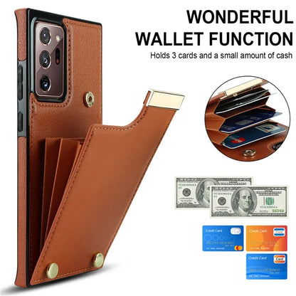 For Samsung Galaxy Note20 Ultra 5G / Note20 Ultra Case Metal Decor Phone Cover with Card Bag