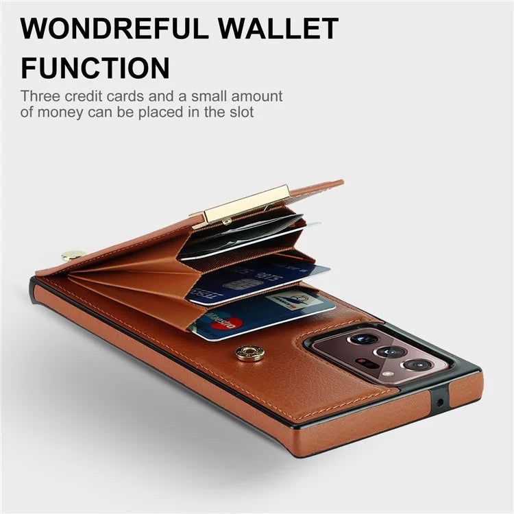 For Samsung Galaxy Note20 Ultra 5G / Note20 Ultra Case Metal Decor Phone Cover with Card Bag