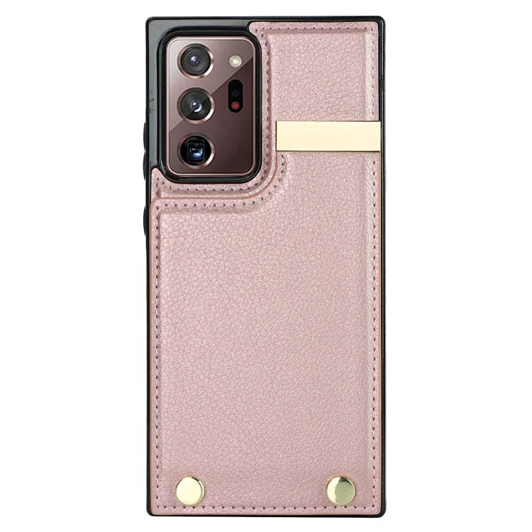 For Samsung Galaxy Note20 Ultra 5G / Note20 Ultra Case Metal Decor Phone Cover with Card Bag