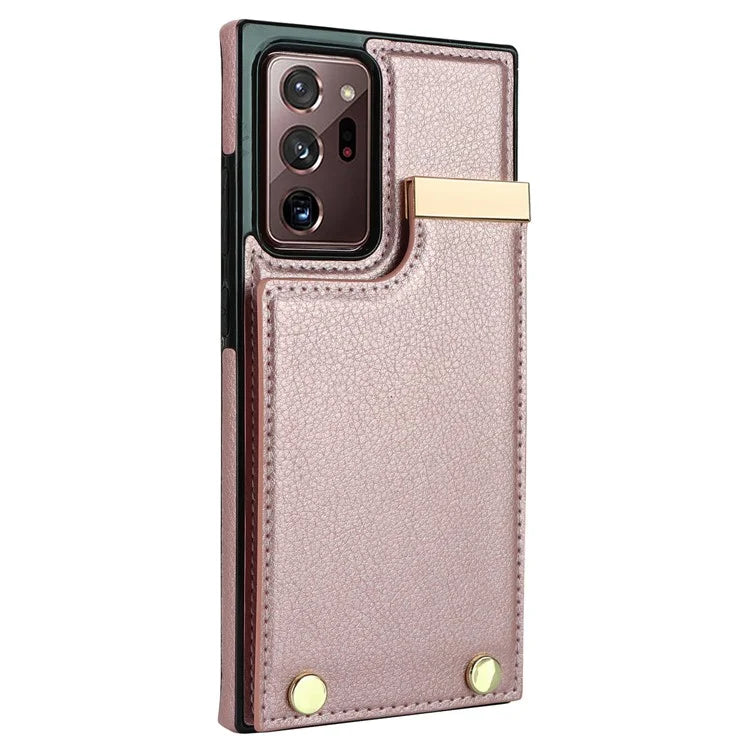 For Samsung Galaxy Note20 Ultra 5G / Note20 Ultra Case Metal Decor Phone Cover with Card Bag