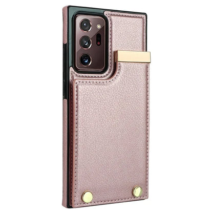 For Samsung Galaxy Note20 Ultra 5G / Note20 Ultra Case Metal Decor Phone Cover with Card Bag
