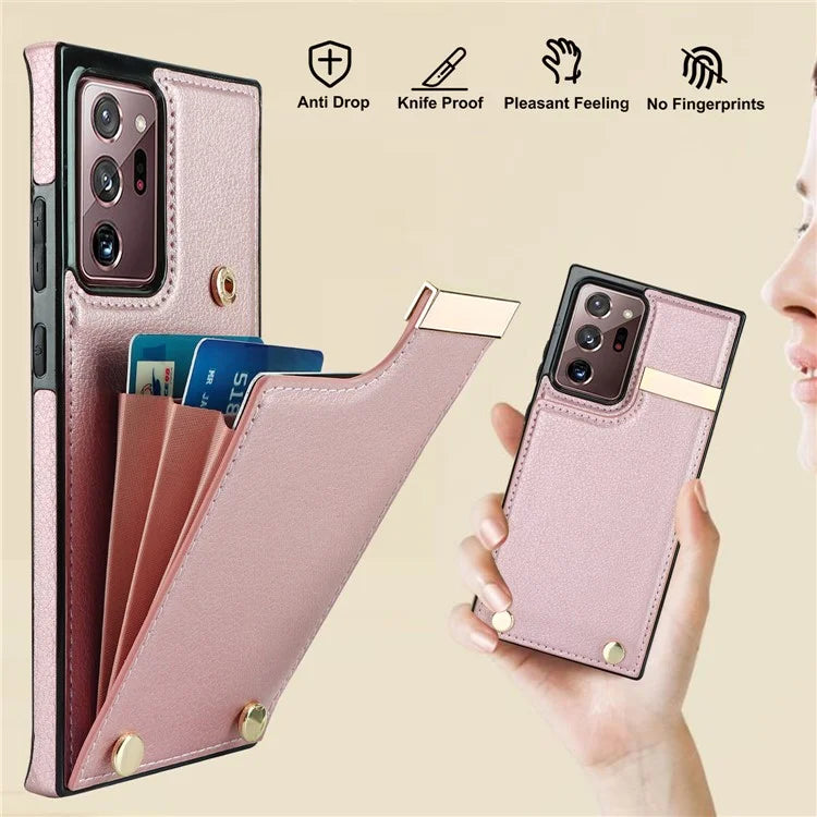 For Samsung Galaxy Note20 Ultra 5G / Note20 Ultra Case Metal Decor Phone Cover with Card Bag