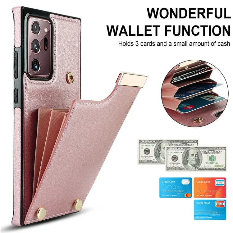 For Samsung Galaxy Note20 Ultra 5G / Note20 Ultra Case Metal Decor Phone Cover with Card Bag