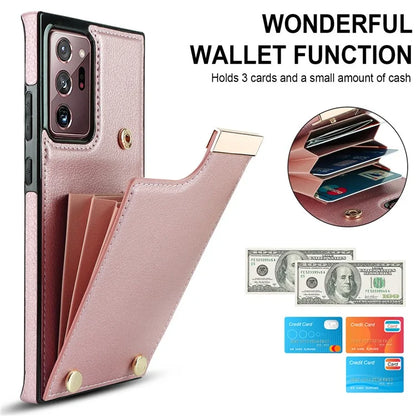 For Samsung Galaxy Note20 Ultra 5G / Note20 Ultra Case Metal Decor Phone Cover with Card Bag