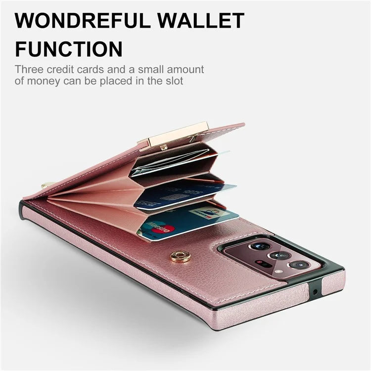 For Samsung Galaxy Note20 Ultra 5G / Note20 Ultra Case Metal Decor Phone Cover with Card Bag