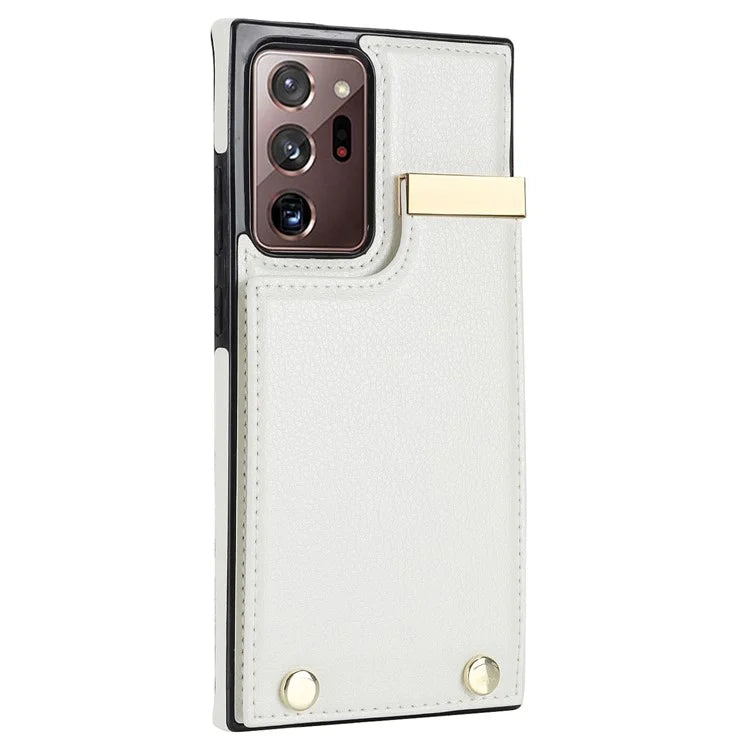 For Samsung Galaxy Note20 Ultra 5G / Note20 Ultra Case Metal Decor Phone Cover with Card Bag
