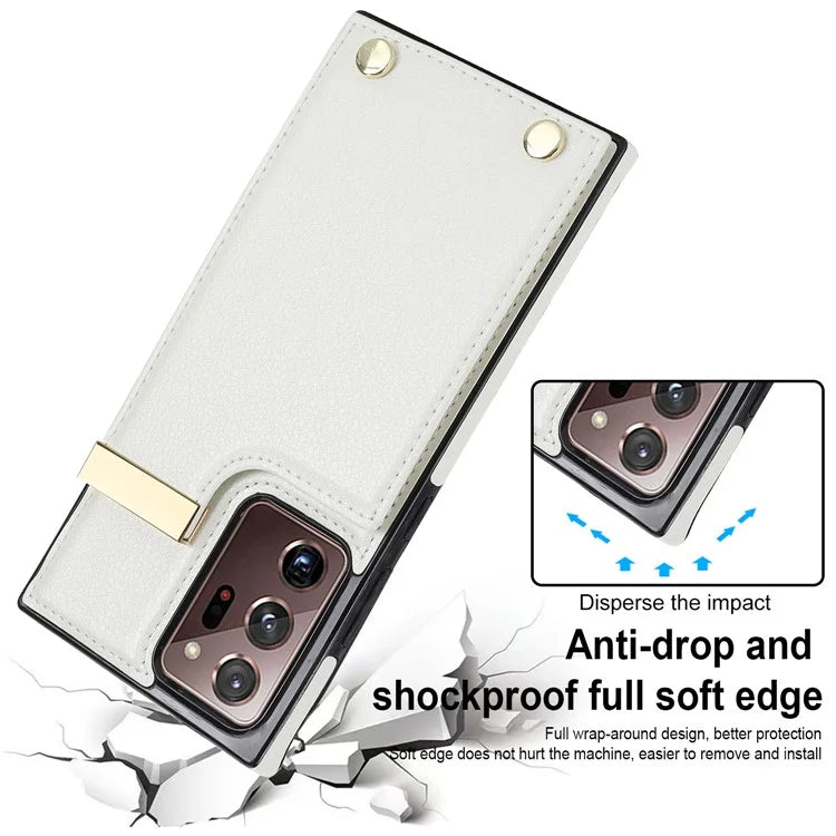 For Samsung Galaxy Note20 Ultra 5G / Note20 Ultra Case Metal Decor Phone Cover with Card Bag