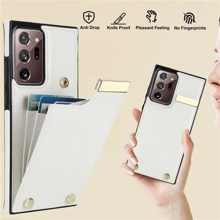 For Samsung Galaxy Note20 Ultra 5G / Note20 Ultra Case Metal Decor Phone Cover with Card Bag