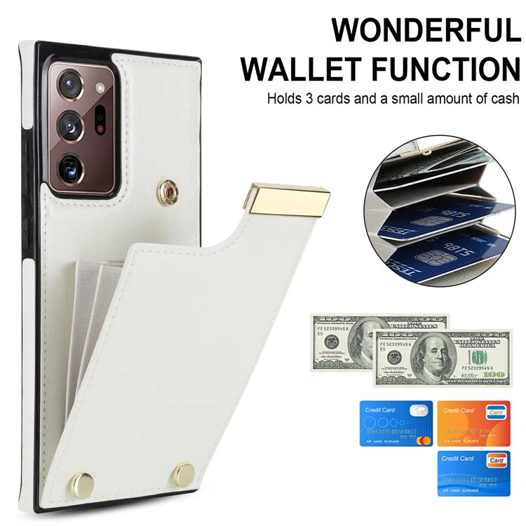 For Samsung Galaxy Note20 Ultra 5G / Note20 Ultra Case Metal Decor Phone Cover with Card Bag