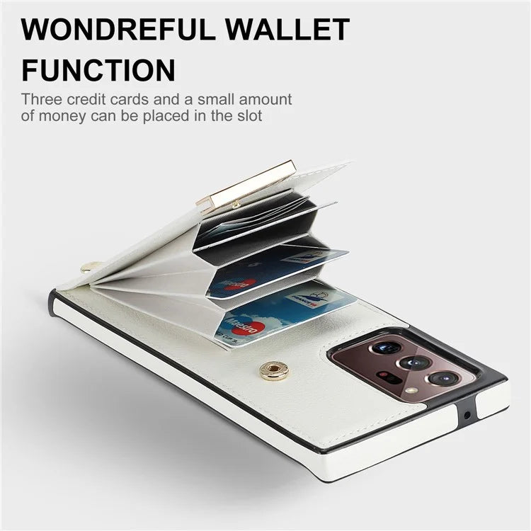 For Samsung Galaxy Note20 Ultra 5G / Note20 Ultra Case Metal Decor Phone Cover with Card Bag