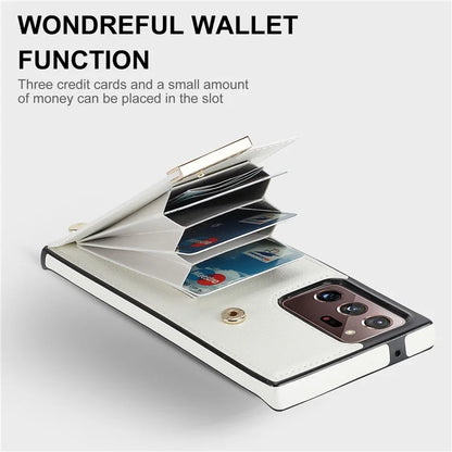 For Samsung Galaxy Note20 Ultra 5G / Note20 Ultra Case Metal Decor Phone Cover with Card Bag