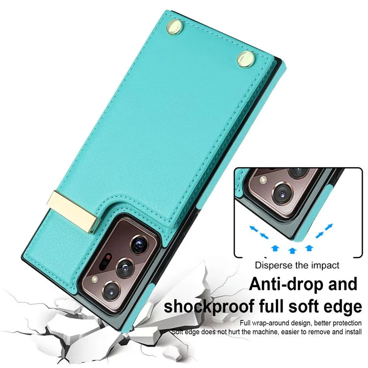For Samsung Galaxy Note20 Ultra 5G / Note20 Ultra Case Metal Decor Phone Cover with Card Bag