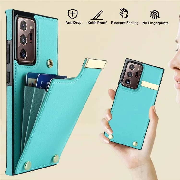 For Samsung Galaxy Note20 Ultra 5G / Note20 Ultra Case Metal Decor Phone Cover with Card Bag