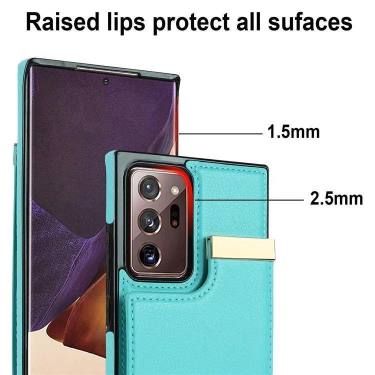 For Samsung Galaxy Note20 Ultra 5G / Note20 Ultra Case Metal Decor Phone Cover with Card Bag