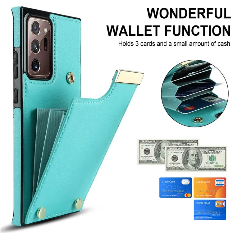 For Samsung Galaxy Note20 Ultra 5G / Note20 Ultra Case Metal Decor Phone Cover with Card Bag