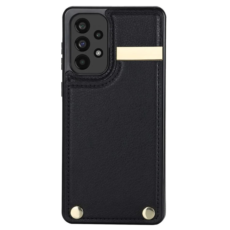 For Samsung Galaxy A73 5G Cover Hardware Decor Card Bag Shockproof TPU+Leather Cell Phone Case