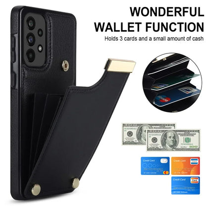 For Samsung Galaxy A73 5G Cover Hardware Decor Card Bag Shockproof TPU+Leather Cell Phone Case
