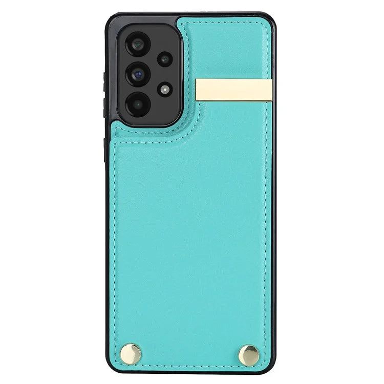 For Samsung Galaxy A73 5G Cover Hardware Decor Card Bag Shockproof TPU+Leather Cell Phone Case