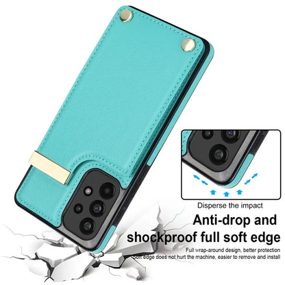 For Samsung Galaxy A73 5G Cover Hardware Decor Card Bag Shockproof TPU+Leather Cell Phone Case