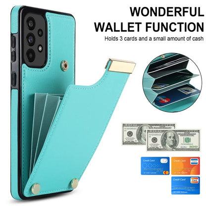 For Samsung Galaxy A73 5G Cover Hardware Decor Card Bag Shockproof TPU+Leather Cell Phone Case