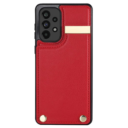 For Samsung Galaxy A73 5G Cover Hardware Decor Card Bag Shockproof TPU+Leather Cell Phone Case