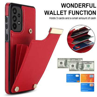 For Samsung Galaxy A73 5G Cover Hardware Decor Card Bag Shockproof TPU+Leather Cell Phone Case