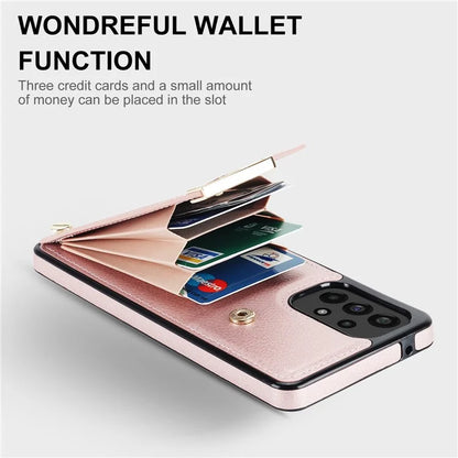 For Samsung Galaxy A73 5G Cover Hardware Decor Card Bag Shockproof TPU+Leather Cell Phone Case